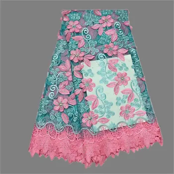 

High class French net lace fabric with rhinestones for sewing dress UEN30(5yards/lot) multi color