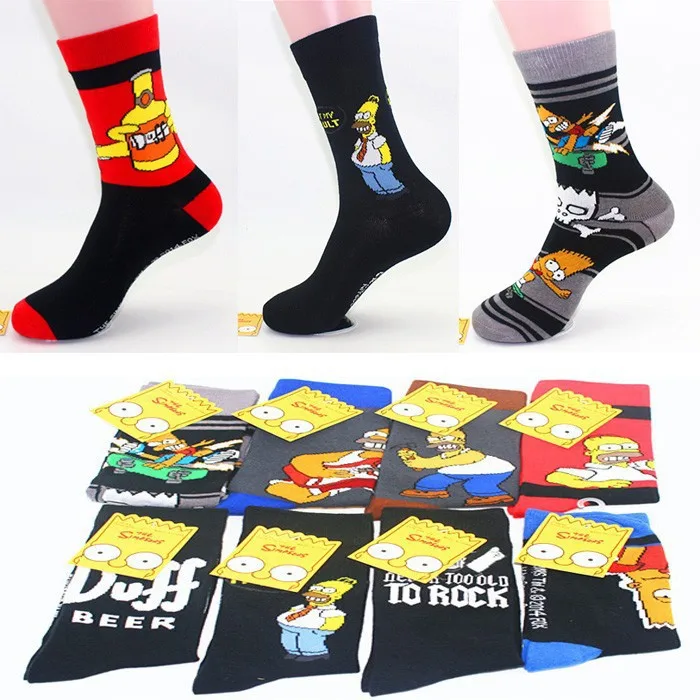 

12 Pairs Special Offer Super Fashion Cartoon Cotton Socks Individuality Men Export Brand Socks Cartoon Socks for Man