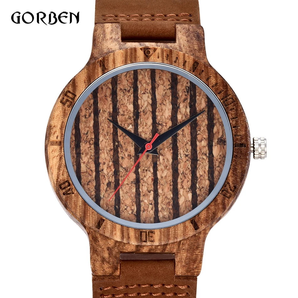 Simple Creative Zebra Wood Men Watches Analog Wooden Hand made Unique Male Women Sports Quartz