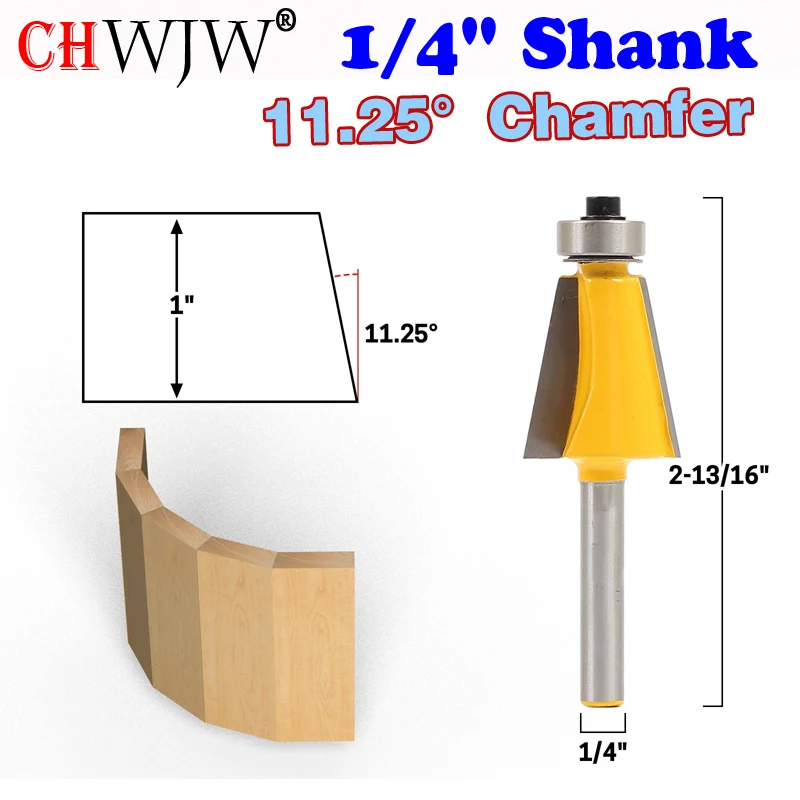 1pc 1/4" Shank 11.25 Degree Chamfer & Bevel Edging Router Bit woodworking cutter bits - Chwjw-13911q | Инструменты