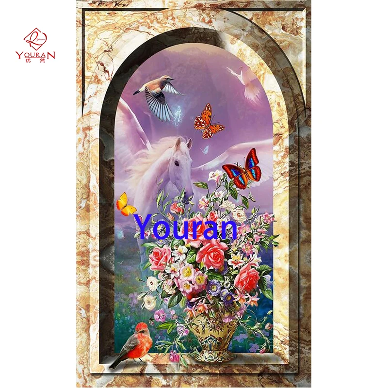

Youran Home Entrance Decoration Diamond Painting Cross Stitch Kit Flowers Full Rhinestone diy Embroidery Set Diamond Mosaic
