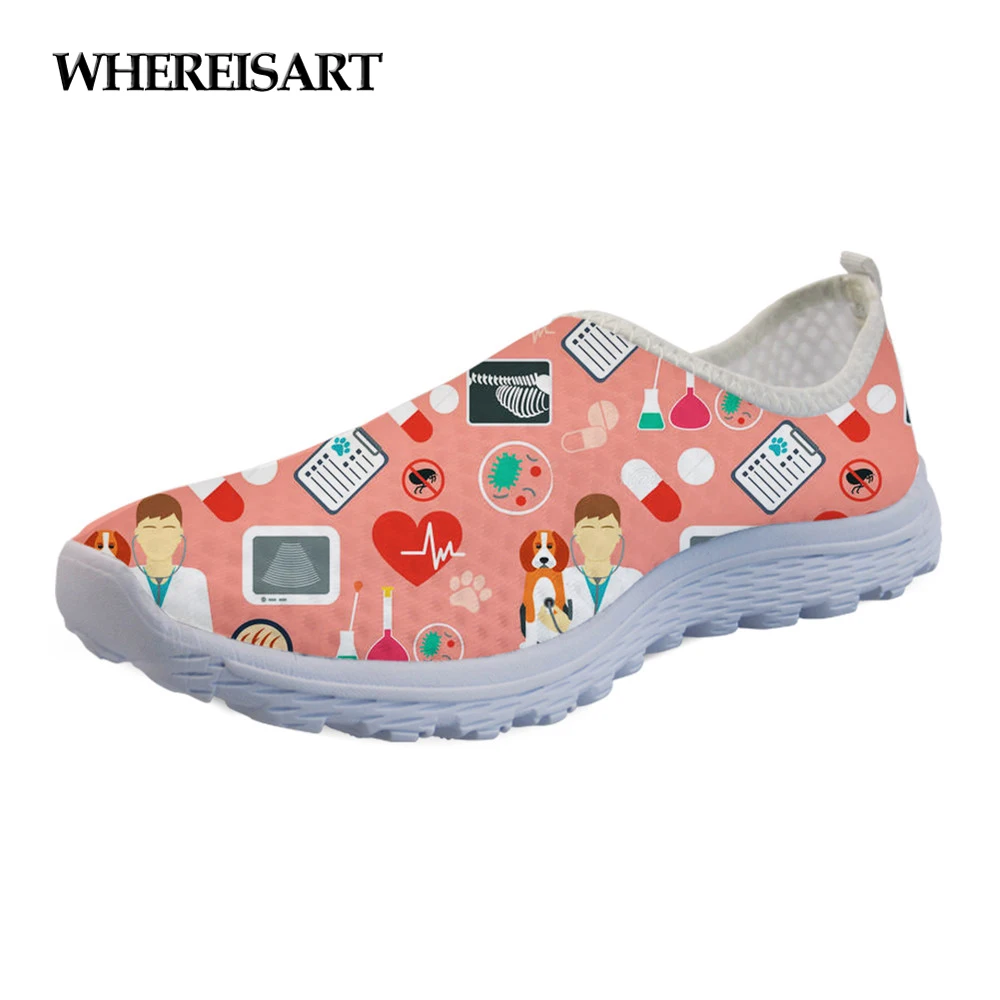 

WHEREISART Sneakers Flats Women Casual 3D Trendy Veterinary Pattern Summer Fashion Ladies Comfort Mesh Loafers Shoes Woman 2019
