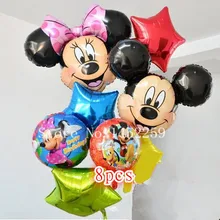 Free shipping 8pcs lots Foil Balloons Set Mickey Minnie children s toys wholesale party balloon birthday