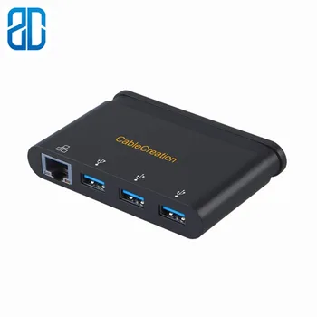 

USB Type C to RJ45 Gigabit Ethernet +3USB 3.0 Adapter Hub,Compatible MacBook Pro,MacBook Air 2018,Mac Mini,Thunderbolt 3