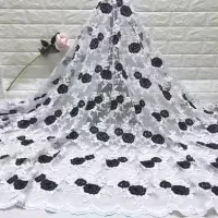 

White Black African Lace Fabric 2018 African Guipure Cord Lace High Quality Embroidery Beaded Lace Fabric For Wedding J12