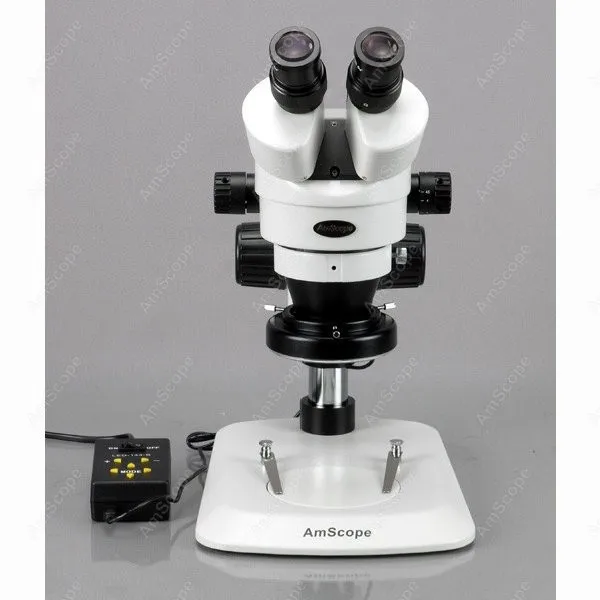 AmScope SM-1 시리즈 줌 쌍안 실체 현미경 3.5X-90X+ 다중 구역 144 LED 소형 기둥 스탠드