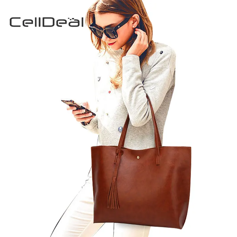 Celldeal Мода кисточкой Сумка Высокое качество PU кожаная сумка женская Для женщин