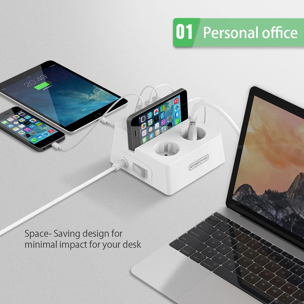 Удлинитель NTONPOWER с 2 розетками переменного тока 5USB портов|outlet extension|ac outletpower socket |