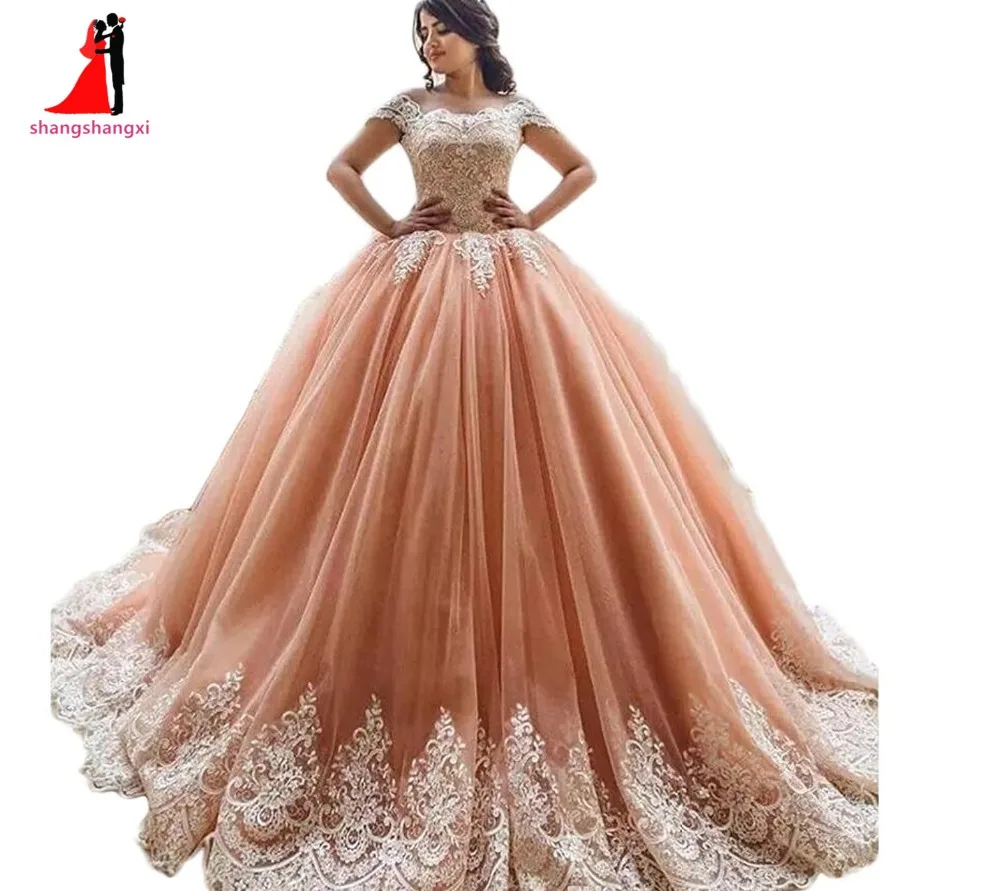New Ball font b Gown b font font b Wedding b font Dresses Boath Neck Short