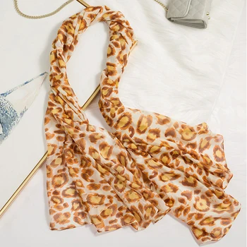 

F&U Fashion Women Leopard Print Scarf Long Soft Sun Proof Wrap Ladies Chiffon Scarves Luxury Shawl For Women 5 Colors Available