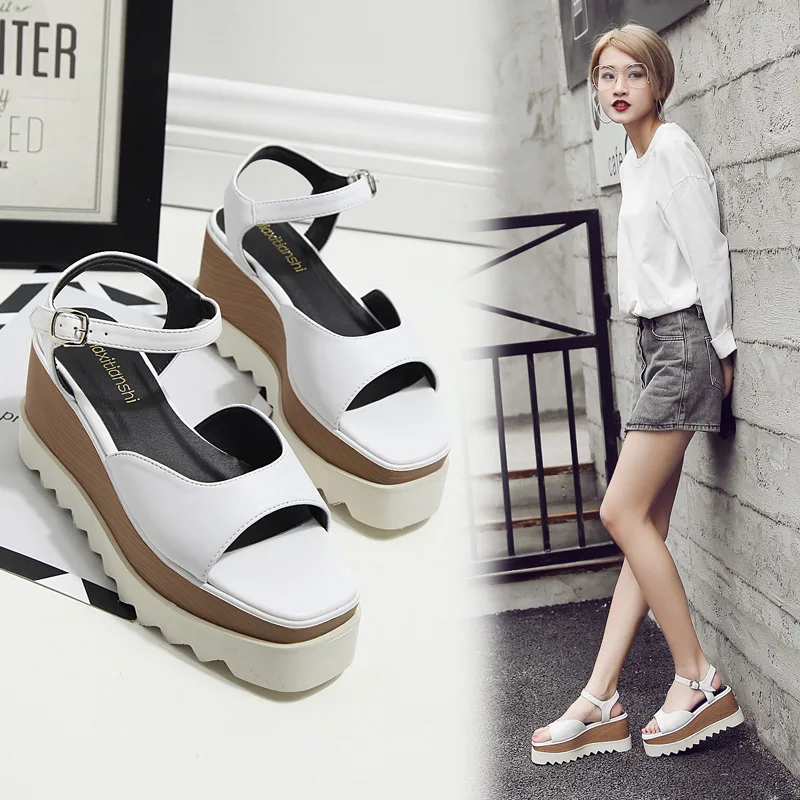 

2019 Summer Woman Slope Muffin Bottom Student Clothes Comfortable Woman Sandals