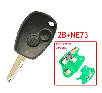 

Free shipping 2 Button Remote Key With Pcf7946 Chip Round Button With NE73 Blade for Renault 5pc/lot