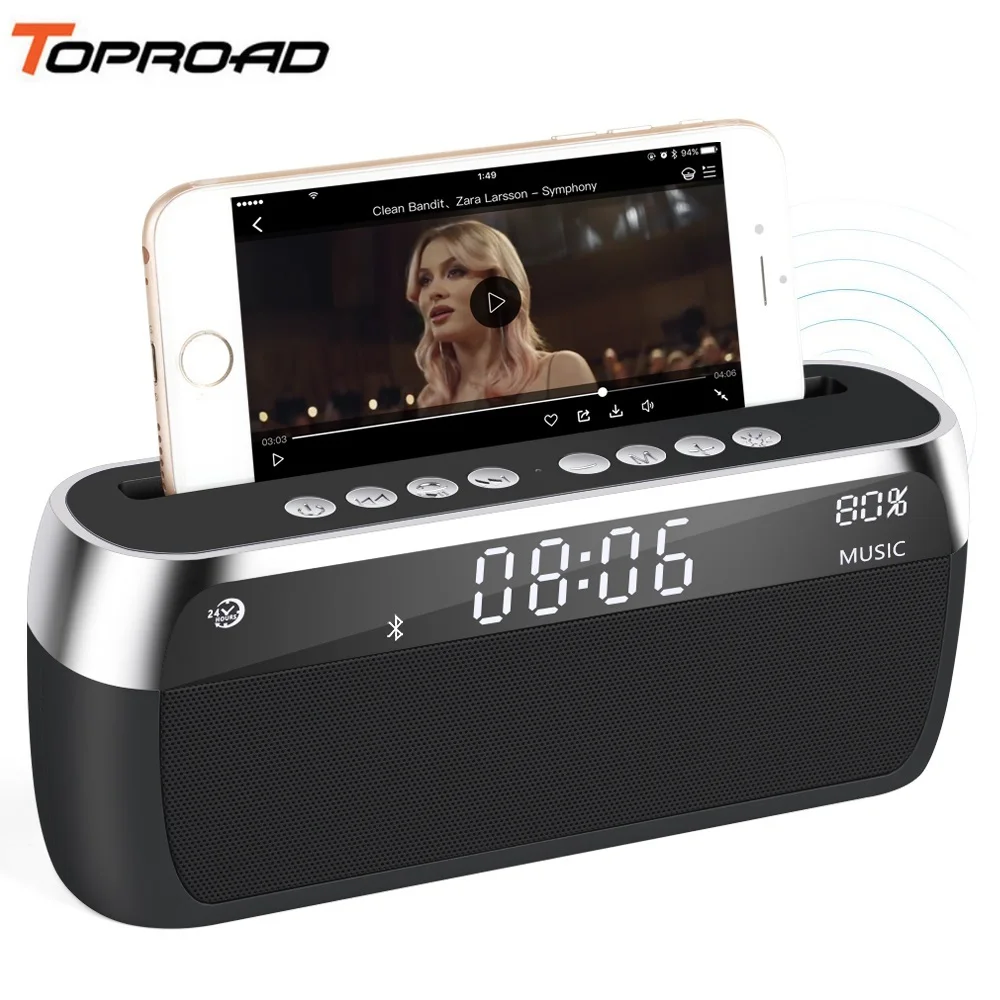 TOPROAD Portable Stereo Bluetooth Speaker 10W Receiver Wireless Speakers Support Phone Stand