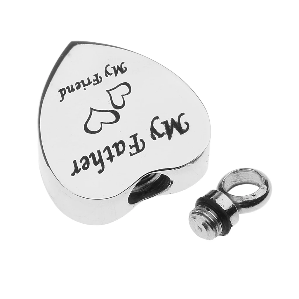 Stainless Steel Cremation My Friend Heart Urn Pendant Keepsake Memorial Charms Jewelry Fit Pendant