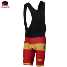 ZM Spanish National Flag Riding Bib Shorts 3D Padded Coolmax Gel Breathable Cycling Bib Pants Breathable MTB Bike Bicycle Cloth