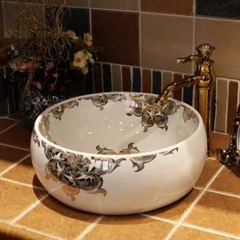 

Round Handmade Porcelain Countertop Lavabo Bathroom Sink Wash Basin