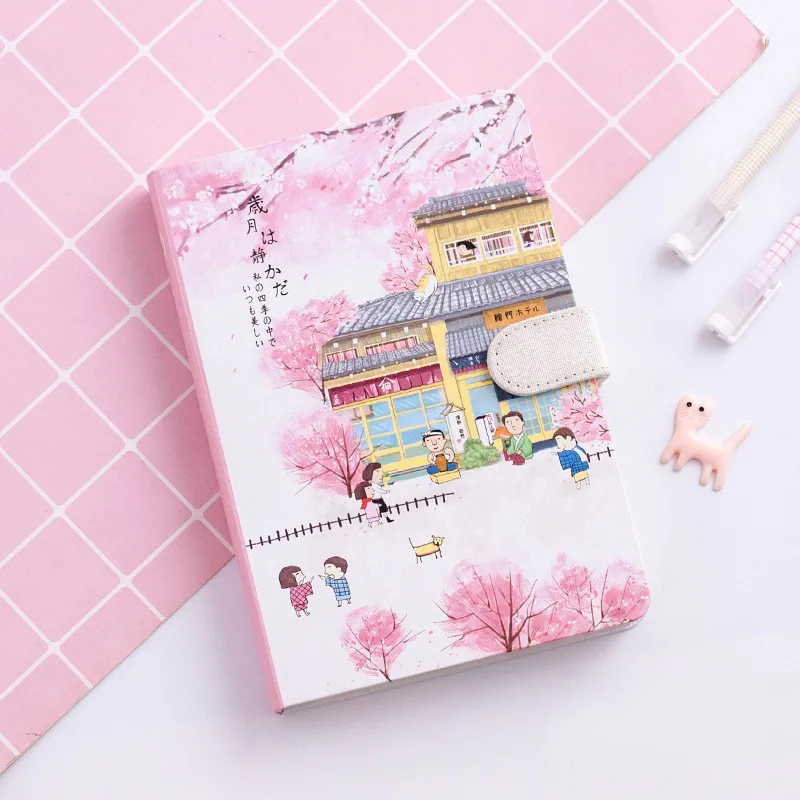 А5 японские творческие канцелярские принадлежности с принтом "Сакура" подарок для девочек милые красочные страницы блокнот дневник с твердой обложкой блокнот Bullet Journal