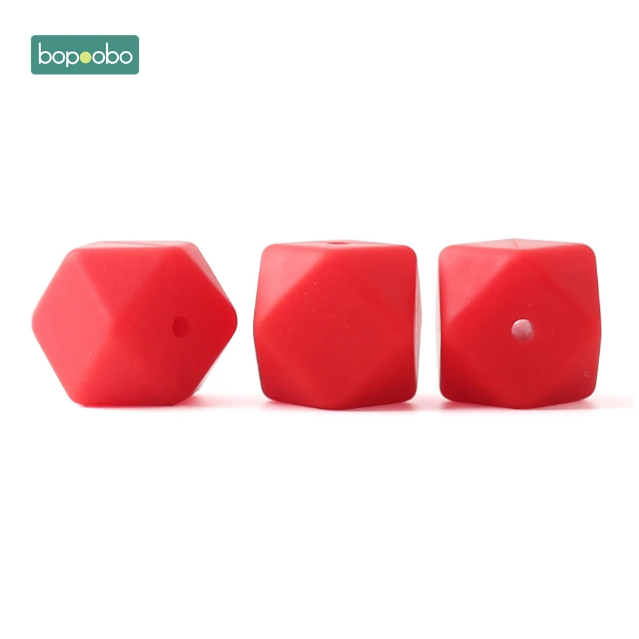 Bopoobo 50pc Silicone Hexagon Beads Baby Teething Beads Silicone Rodent Baby Nursing Accessories Silicone Teething Beads - Цвет: Red