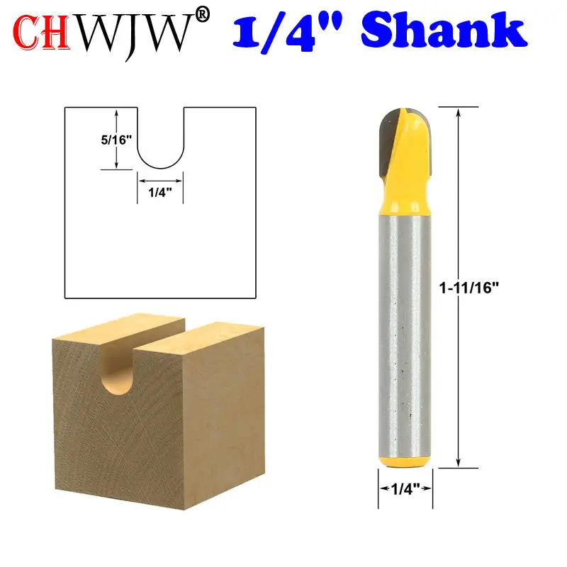 1pc 1/4" Shank Core Box Router Bit 1/4"W X 5/16"H For Woodworking