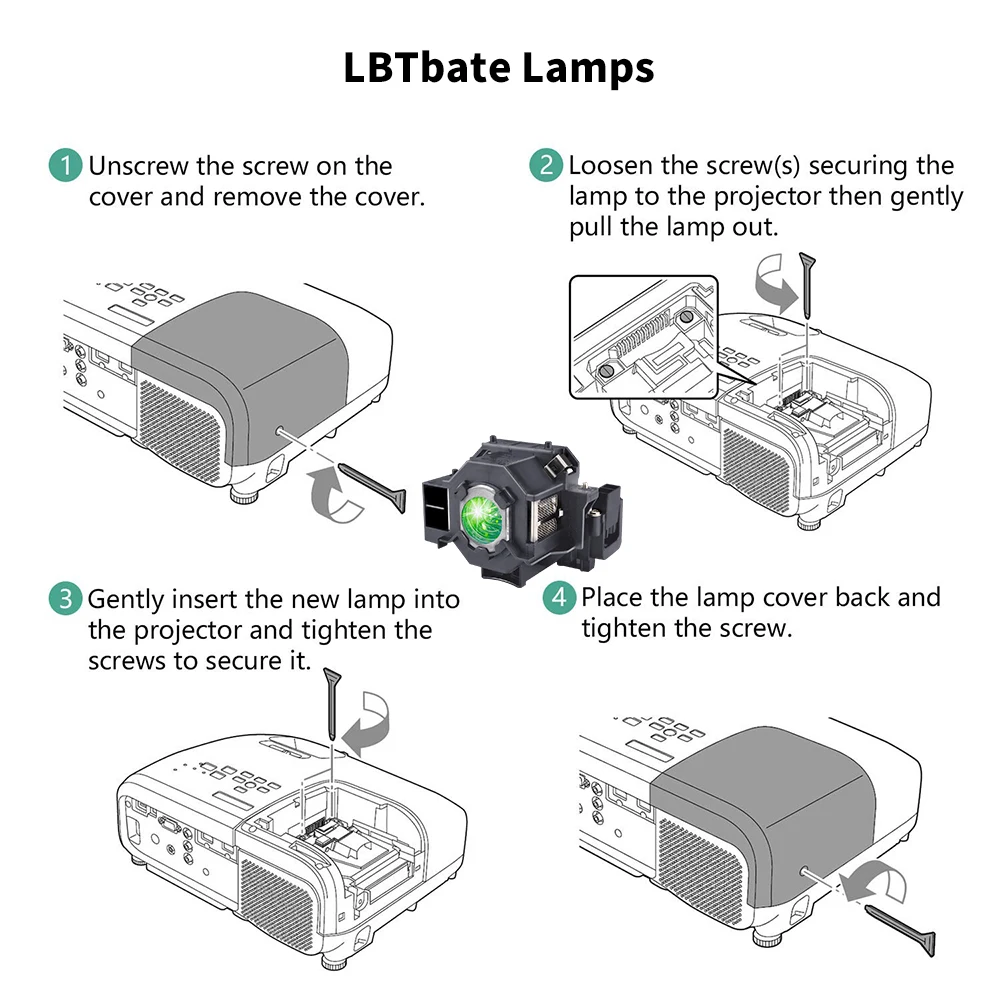 Совместимая лампа HAPPYBATE ELPLP41 с корпусом Powerlite S7 EX30/EX21/EX50/EX70/EMP-H283A/H284A EMP-75, EMP-77C, EMP-77, EMP-S52