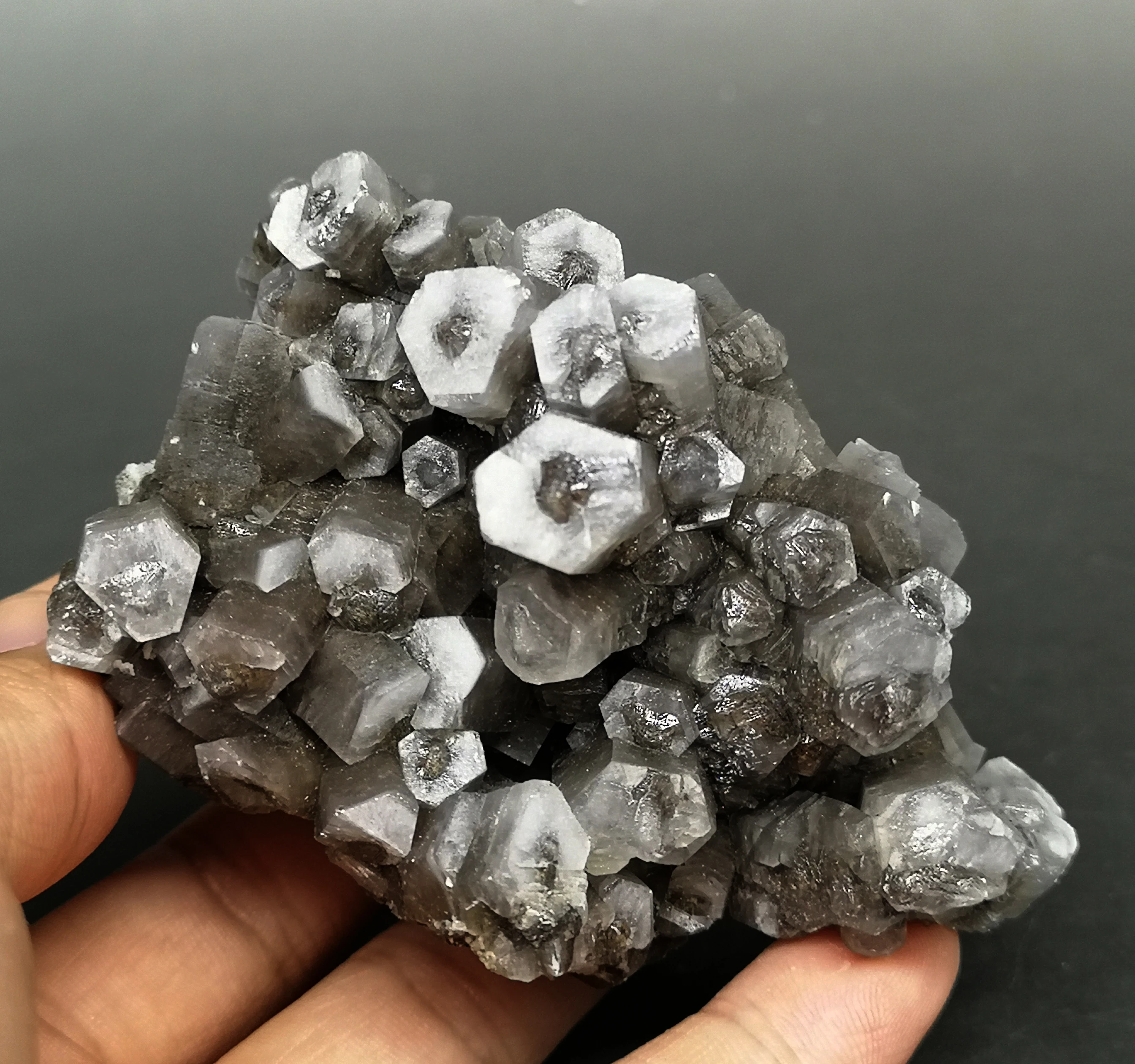 

167g Natural Fluorescent Calcite Grey Columnar Calcspar Skeletal Raw Quartz Point Rough Crystal Cluster Minerals Specimen