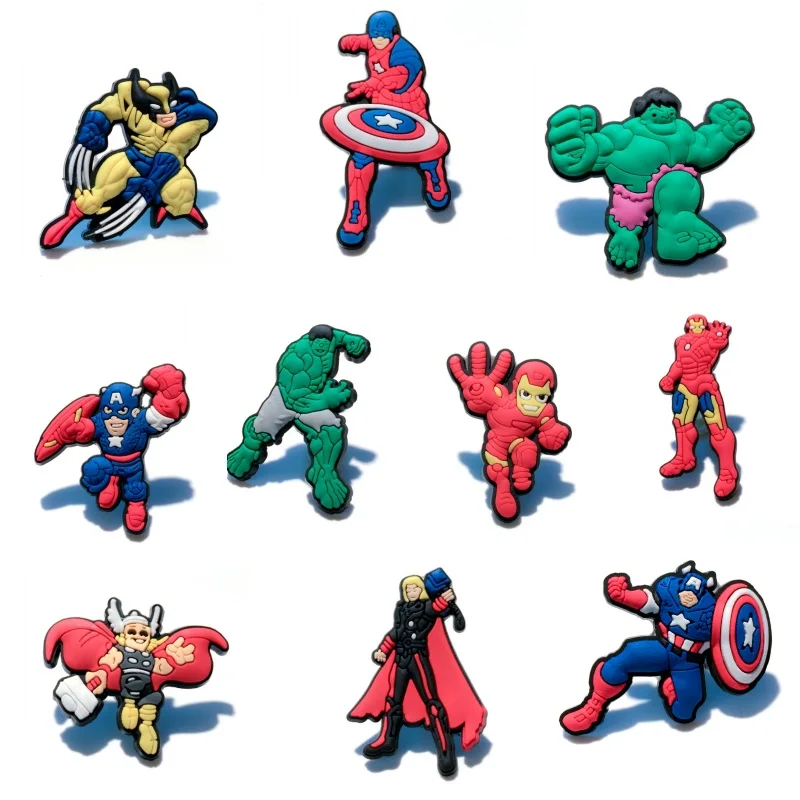 100pcs lot avengers superhero cartoon figure icon pvc badges brooch