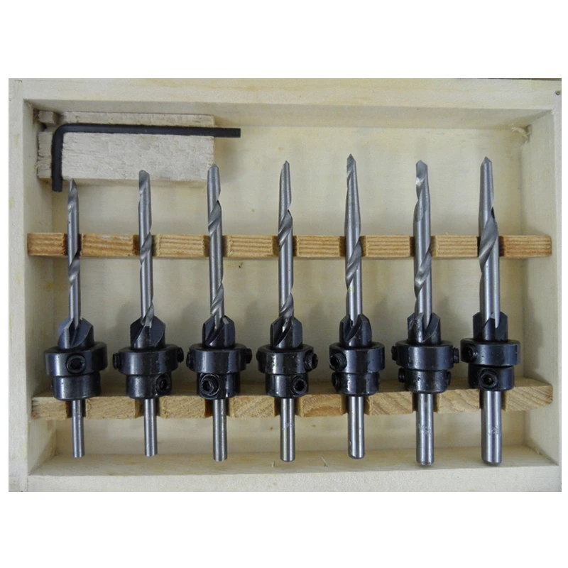 COUNTERSINK-DRILL-BIT-22pc-SET-w-CASE-Adjustable-Depth-Stop-Collars-Woodworking (3)