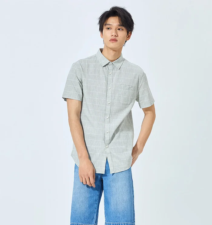 SEMIR рубашка с коротким рукавом мужская Подростковая летняя новая Однотонная рубашка Корейская мужская хлопковая рубашка с коротким рукавом Повседневная