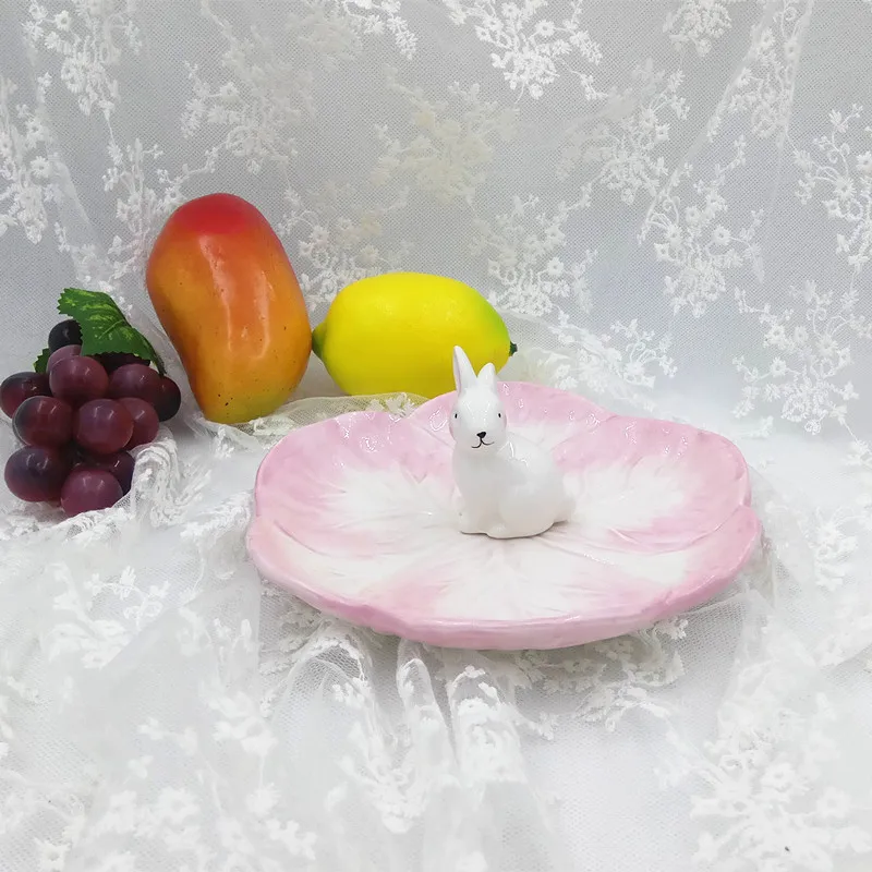 Тарелка для закусок миска супа рисовая розовая с маслом нож керамическая посуда