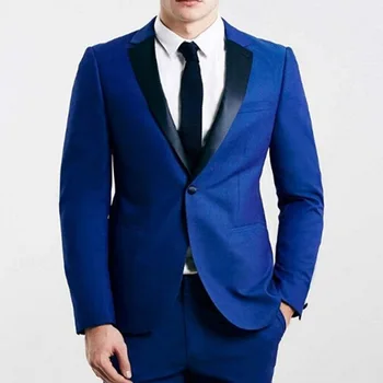 

Royal Blue Business Slim Fit Men Suits Notched Lapel Groom Wedding Tuxedos ( Jacket + Pants ) Formal Fashion