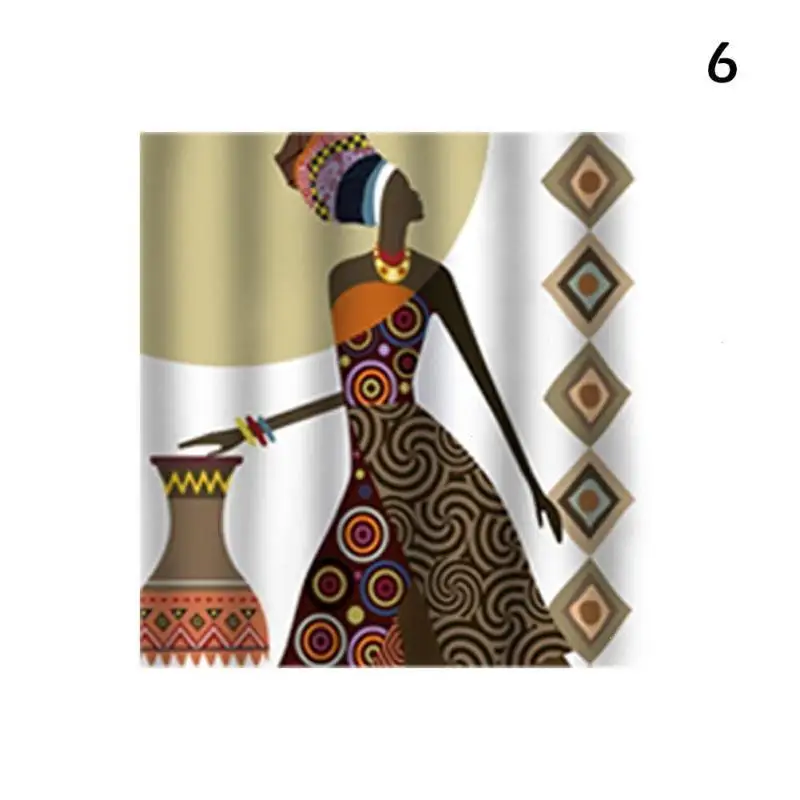 Африканская Красивая Женская водонепроницаемая занавеска для душа, занавеска для ванной, занавеска s с 12 крючками, полиэфирная ткань, занавеска для душа - Цвет: 6