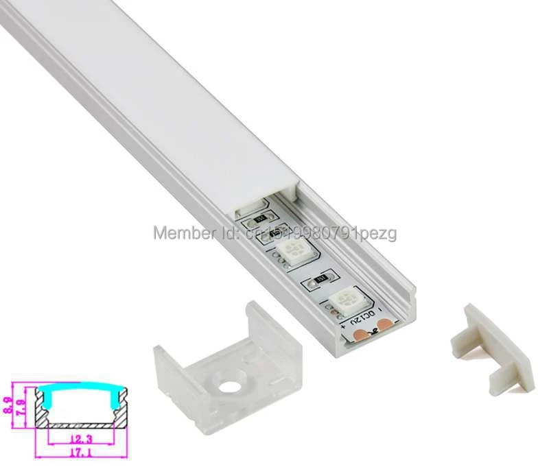 50 X 1M Sets/Lot U type Led aluminium profile 1M and Al6063 led lighting the kitchen for recessed wall or ceiling lights