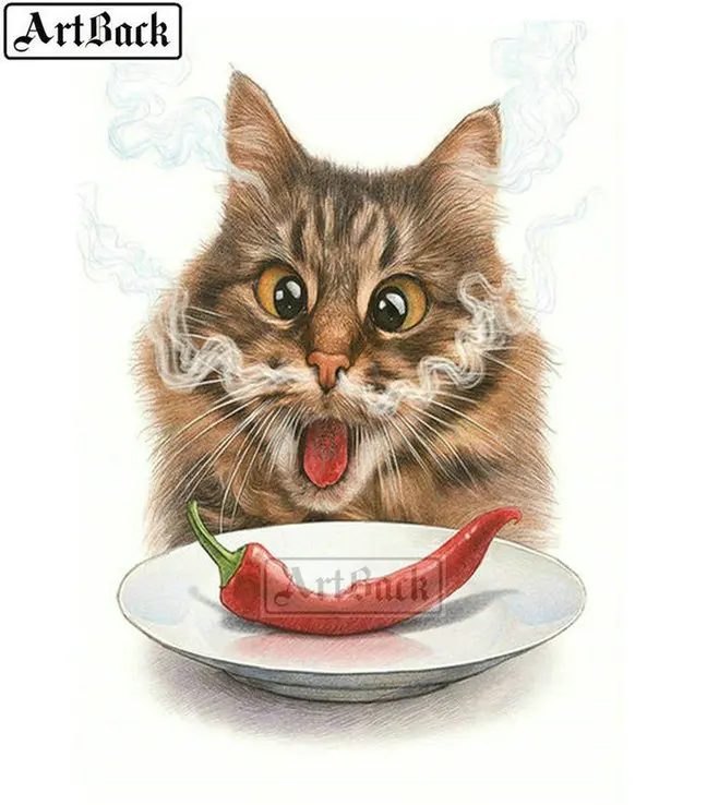 

Full square / round 5d diamond painting cat chili icon rhinestone diy 3d diamond embroidery animal diamond mosaic crafts