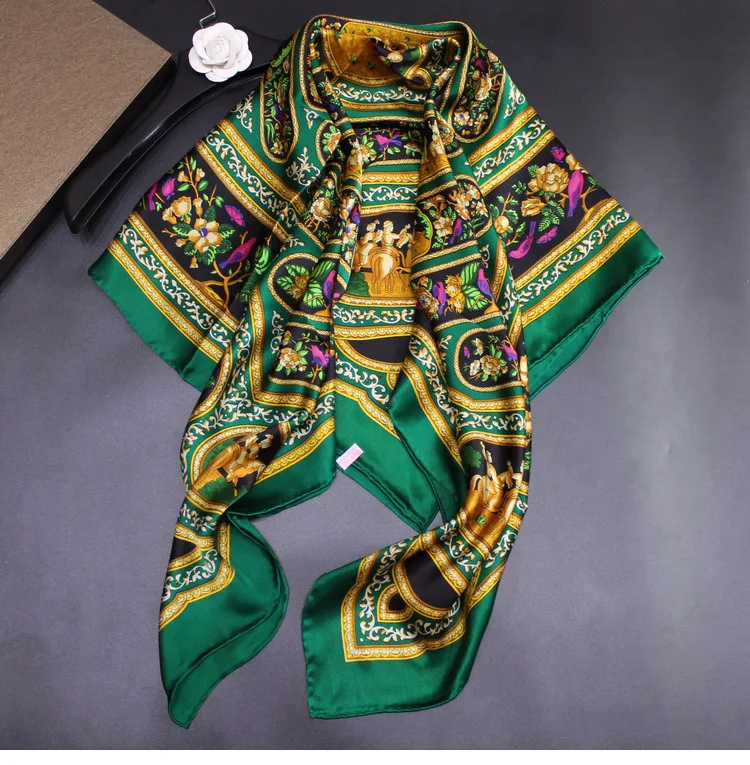 

Camellia Print Crepe Satin Silk Scarf Square Scarves Fashion Neck Wear Accessory Clothing Scarfs Protect Skin Drop Shipping FJ94