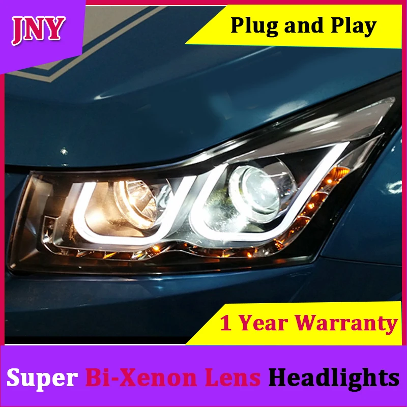 JNY стильная головная лампа для Chevrolet Cruze фары 2009 2014 двойной U Angel Eye LED DRL луч объектив