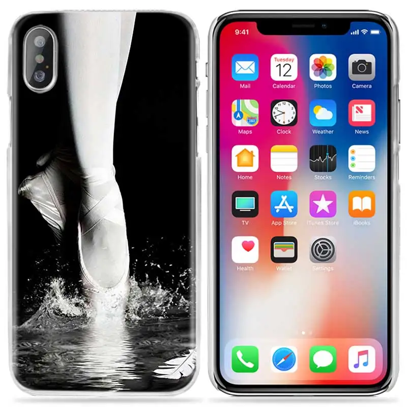 Чехол для танцевальной обуви для девочек-балерин для iPhone XS Max XR X 10 7S 8 6 6S Plus 5S SE 5 4S 4 5C Прозрачный жесткий чехол для телефона из поликарбоната