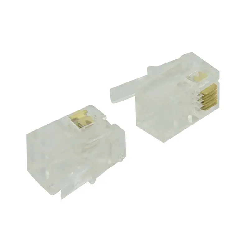

RJ9 4P4C Plug phone Jack Connector 50 pieces, Transparent