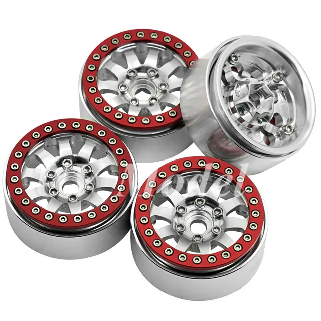 Special Price 4 Pcs Alloy Wheels 1.9" Crawler Wheels Rims Hub for 1/10 RC crawler SCX10 RC4WD Red RC Car Truck Accessories