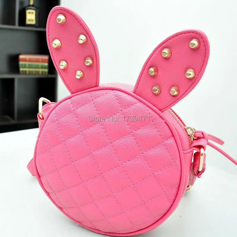 

New Fashion Brand Women Rivet Bag/18*18*5CM PU Girls Cute Rabbit Bag Diamond Lattice Shoulder Bag/Mini Crossbody Small Bags