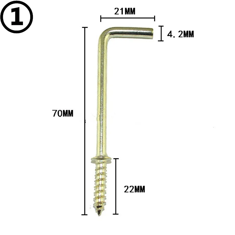 Железный под прямым углом винт, крюк, светильник, крюк, 7 Стильная обувь крюк, л Стиль, овец с ушком, рамка, аксессуары, винты, желтый Цвет, 100 шт - Цвет: 1
