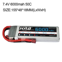 Hrb RC Lipo 2S батарея 7 4 в 6000 мАч 50C Max 100C аккумуляторная для Traxxas