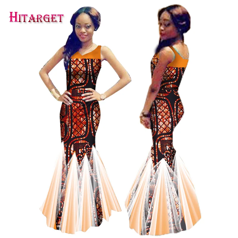 

african dresses for women Fashion Design dashiki women bazin riche V-neck long dress with white yarns dashiki plus size wy1646