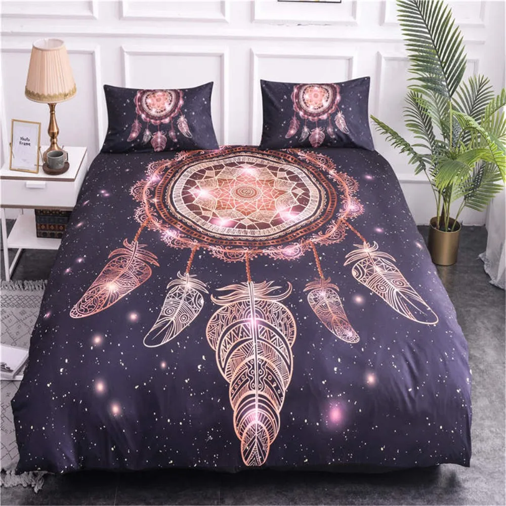 ZEIMON Dream Catcher Printing Bedding Sets Bohemian 3D Duvet Cover With Pillowcase Microfiber Home Decor Feathers Bedclothes