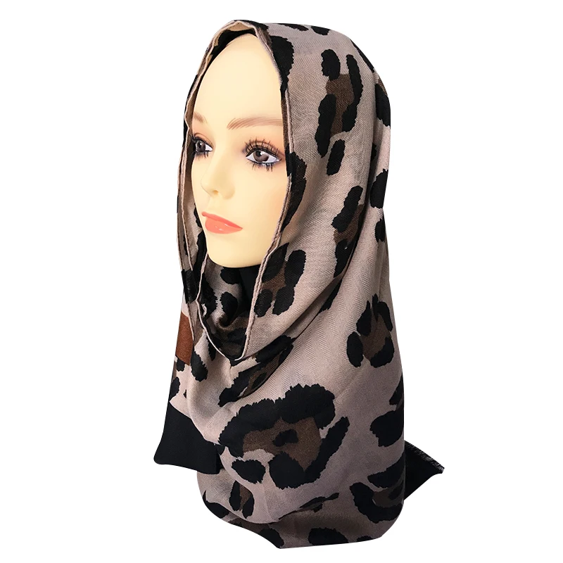 2018 Cotton Women Leopard Print Scarf Hijab Wrap Women Turban Shawls