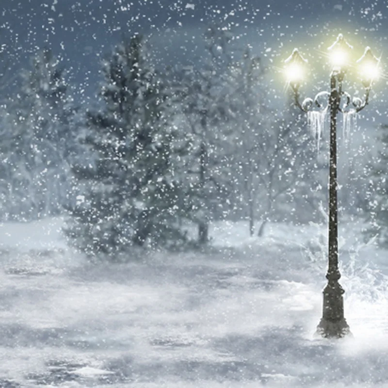 Magic Christmas Dark-Cold-Winter-Snow-Night-Gray-Tree-Warm-Streetlight-Christmas-Photography-font-b-Backdrops-b-font