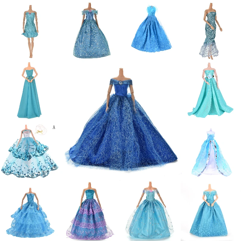 Hot Sale Evening-Dress Furniture Dolls-Accessories Puppet Blue-Color Handmade for Multi-Styles x1KELERr