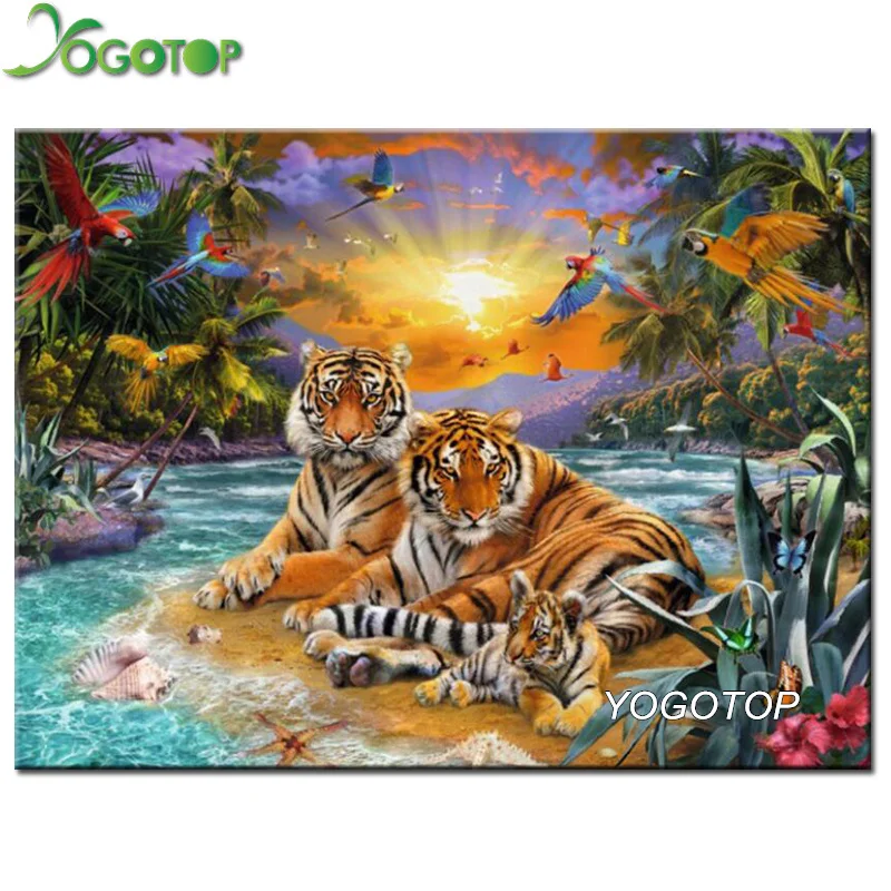 

YOGOTOP Diy Diamond Painting Cross Stitch Sea tiger 5D Mosaic Diamond Embroidery Full Rhinestone Kits For Needlework ZB949