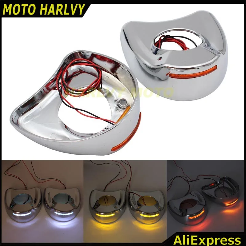 

3 цвета хромированный обтекатель крепление зеркала светодиодные лампы крышки для электрики Glide 1996-2013