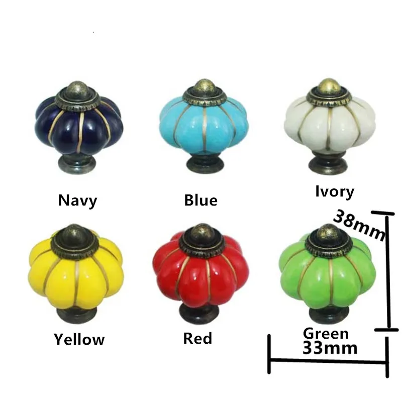 

Vintage Ceramic Pumpkin Knobs European Handles,Door Knob Cabinet Drawer Cupboard Kitchen Pull Handle Furniture Hardware,8Pcs
