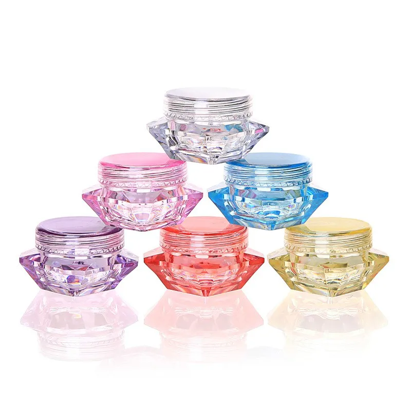 

100 pcs 3g / 5g diamond cream jar, empty glitter powder pot 3ml /5ml